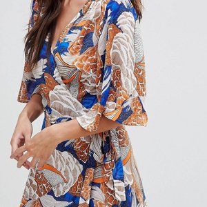 Brave Soul Blue and Orange Maxi Dress